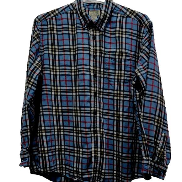 L.L.Bean Men's Flannel Blue/Multi Plaid Button-up/down Long-Sleeve Shirt Sz XXL - Picture 1 of 9